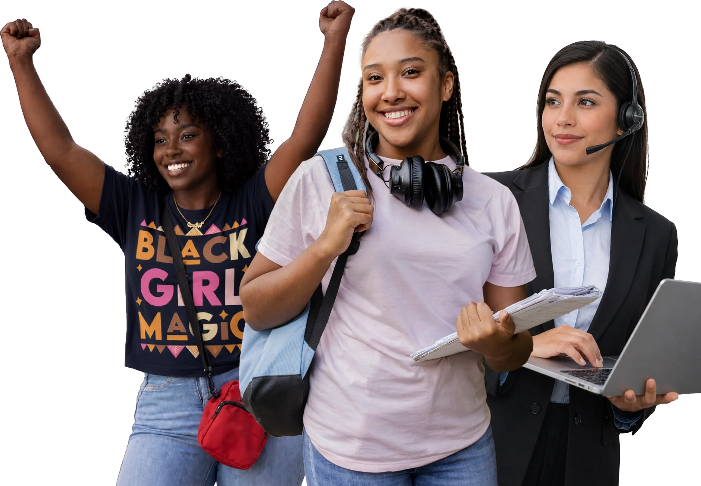Three young women representing EmpowHERto programs