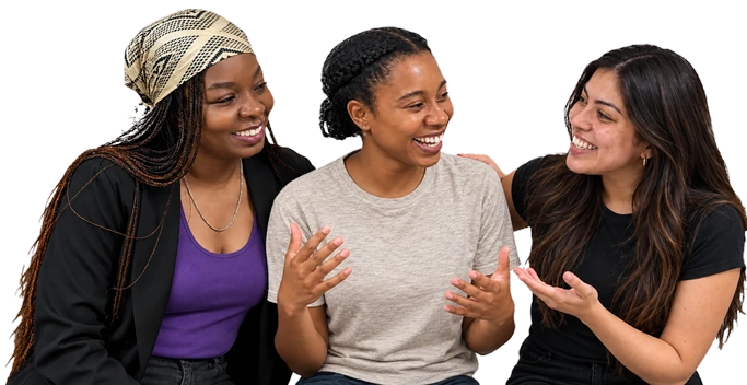 Three young women representing EmpowHERto programs