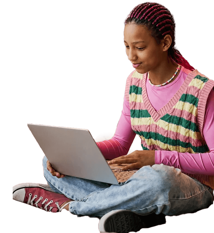 Student using a laptop while learning financial skills