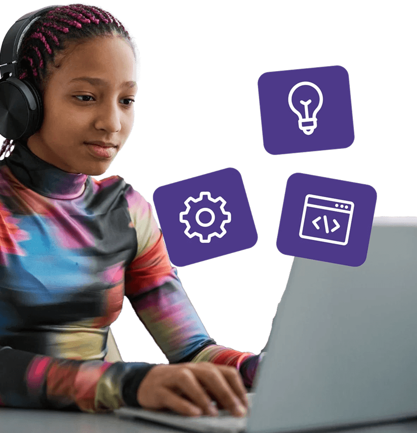 Student exploring artificial intelligence on a laptop
